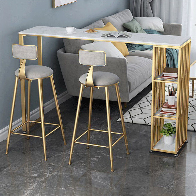 Industrial Sintered Stone Pub Set 1/3 Piece Storage Bar Table with Upholstered Stool