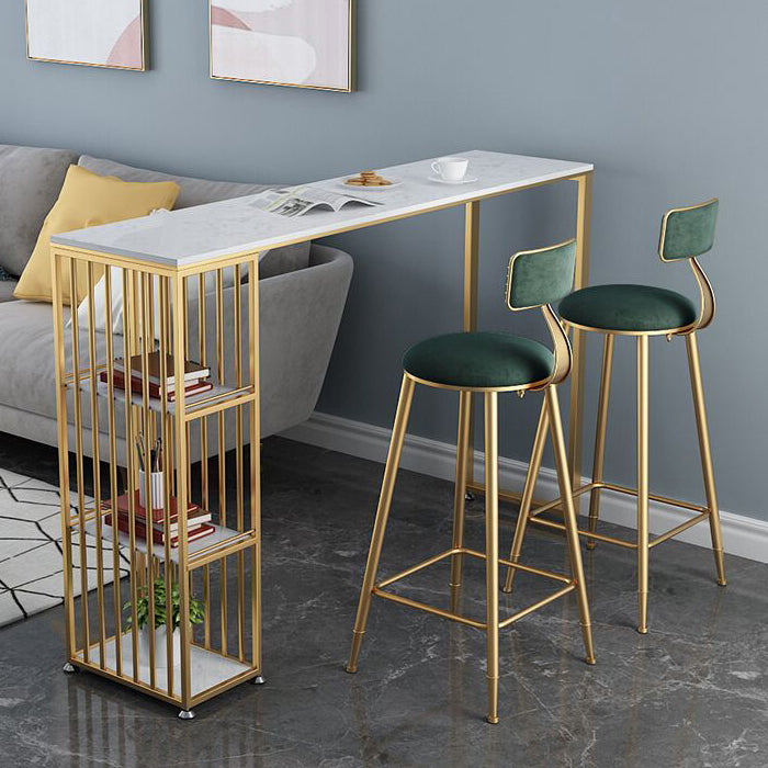 Industrial Sintered Stone Pub Set 1/3 Piece Storage Bar Table with Upholstered Stool