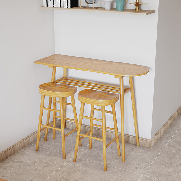 Pine Wood Counter Table Set Contemporary 1/3 Pieces Bar Table Set