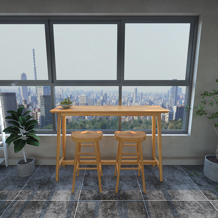 Modern Rectangle Counter Set 1/3 Pieces Solid Wood Bar Height Bar Set