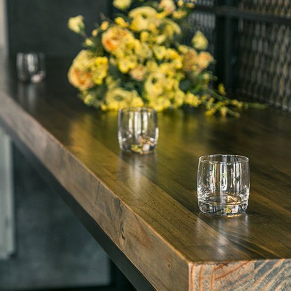 Industrial Bar Table Set 1/6 Pieces Wooden Bar Table and Footrest Bar Stool