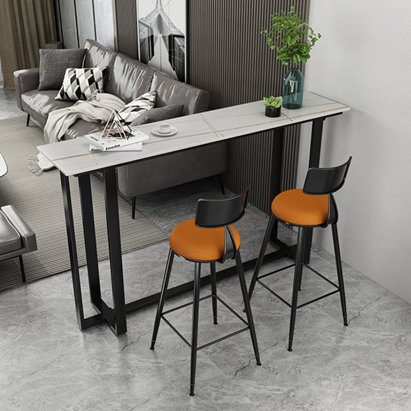 Modern 1/3 Pieces Bar Table Set Rectangle Stone Counter Table with High Stools for Balcony