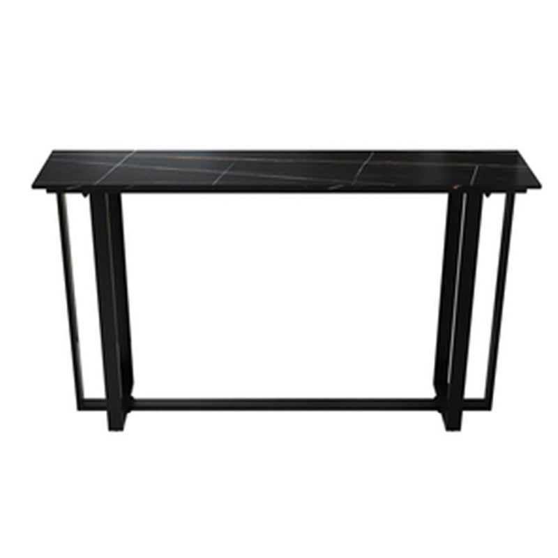 Modern 1/3 Pieces Bar Table Set Rectangle Stone Counter Table with High Stools for Balcony