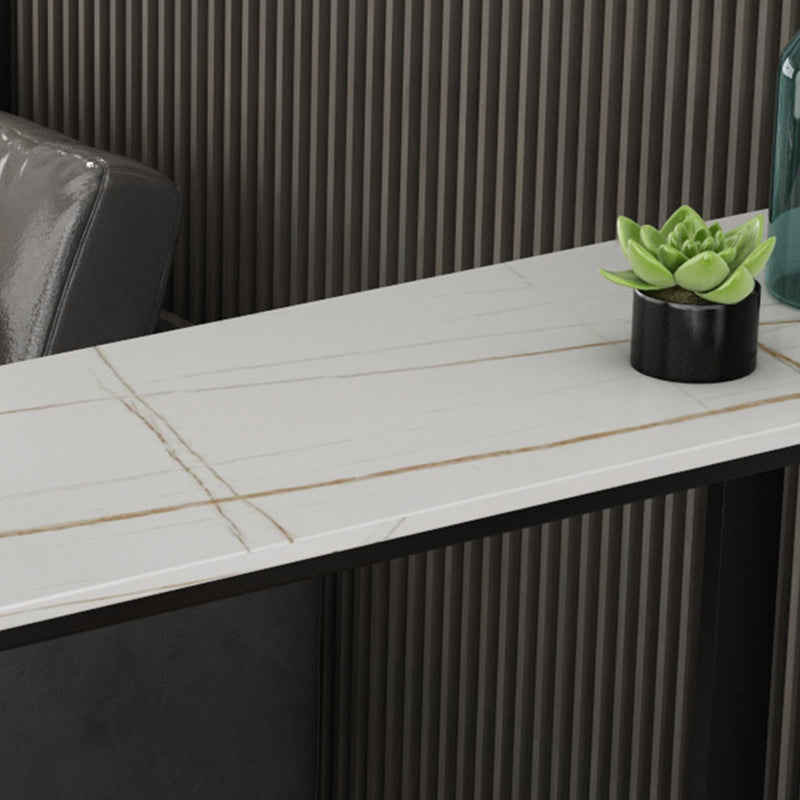 Modern 1/3 Pieces Bar Table Set Rectangle Stone Counter Table with High Stools for Balcony