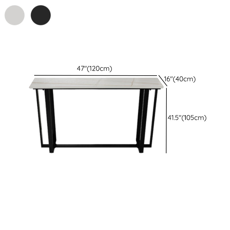 Modern 1/3 Pieces Bar Table Set Rectangle Stone Counter Table with High Stools for Balcony