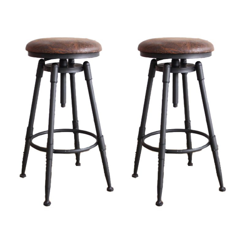 Industrial Armless Rotatable Counter Stool Iron Bar Stool with Pedal for Cafe