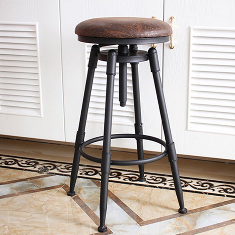 Industrial Armless Rotatable Counter Stool Iron Bar Stool with Pedal for Cafe