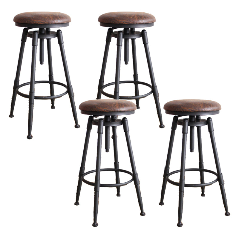 Industrial Armless Rotatable Counter Stool Iron Bar Stool with Pedal for Cafe