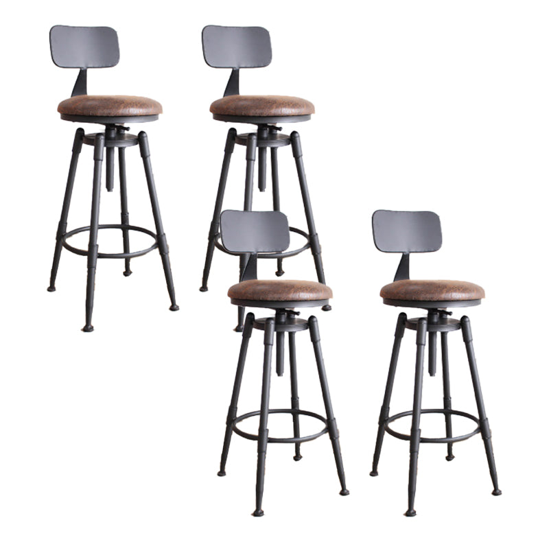 Industrial Armless Rotatable Counter Stool Iron Bar Stool with Pedal for Cafe