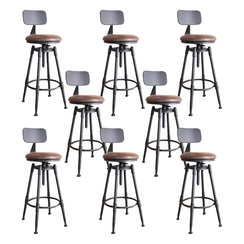 Industrial Armless Rotatable Counter Stool Iron Bar Stool with Pedal for Cafe