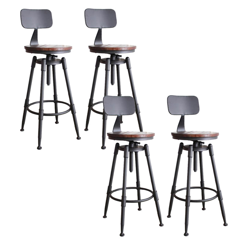 Industrial Armless Rotatable Counter Stool Iron Bar Stool with Pedal for Cafe