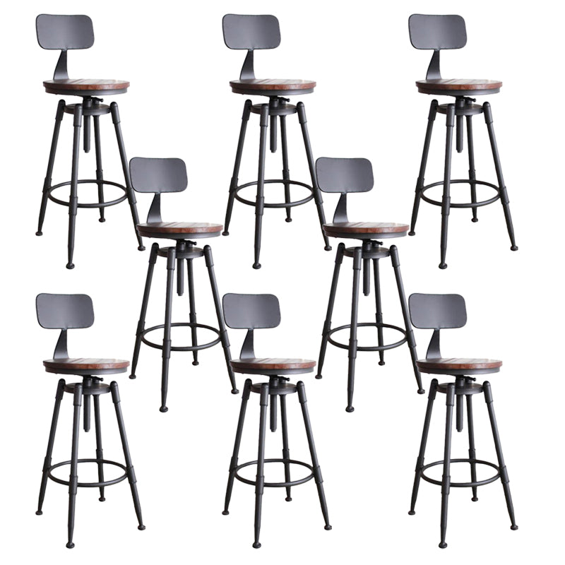 Industrial Armless Rotatable Counter Stool Iron Bar Stool with Pedal for Cafe