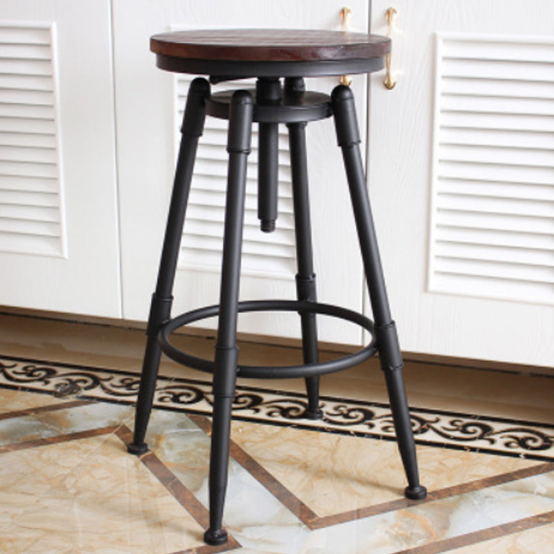 Industrial Armless Rotatable Counter Stool Iron Bar Stool with Pedal for Cafe