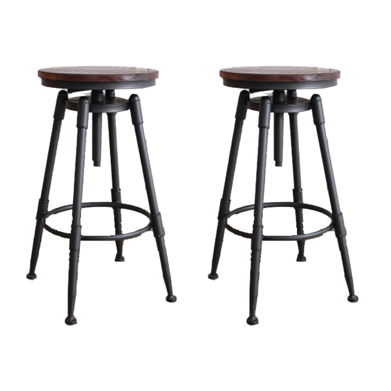 Industrial Armless Rotatable Counter Stool Iron Bar Stool with Pedal for Cafe