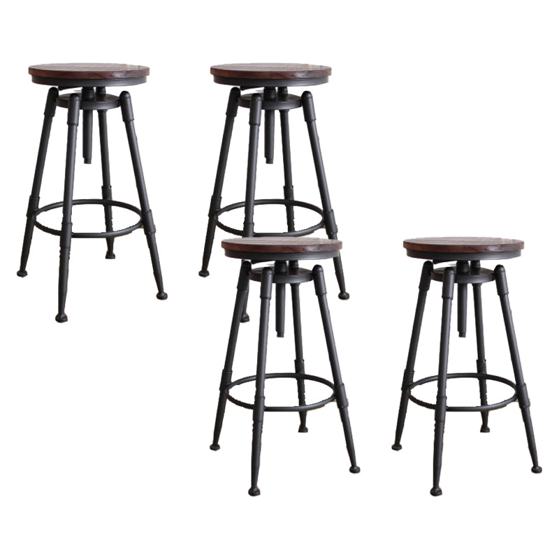 Industrial Armless Rotatable Counter Stool Iron Bar Stool with Pedal for Cafe