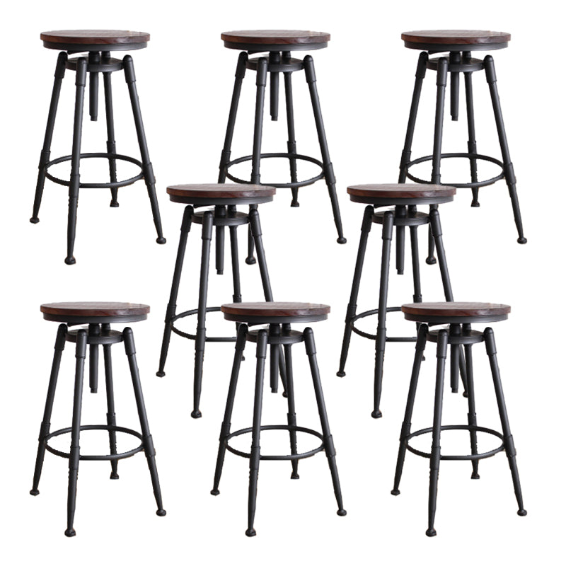 Industrial Armless Rotatable Counter Stool Iron Bar Stool with Pedal for Cafe