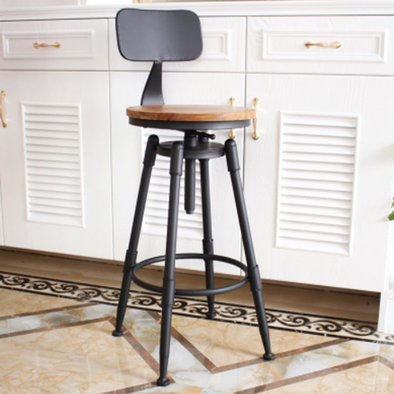 Industrial Armless Rotatable Counter Stool Iron Bar Stool with Pedal for Cafe