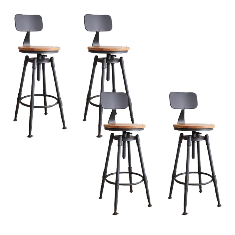 Industrial Armless Rotatable Counter Stool Iron Bar Stool with Pedal for Cafe
