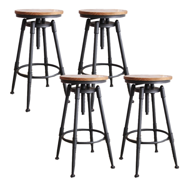 Industrial Armless Rotatable Counter Stool Iron Bar Stool with Pedal for Cafe