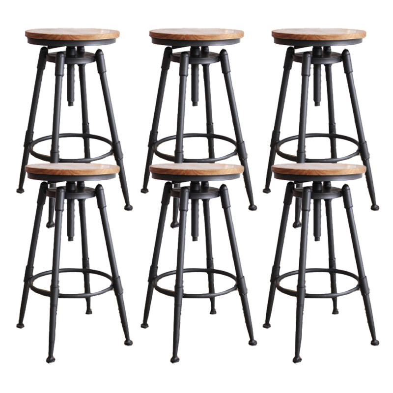 Industrial Armless Rotatable Counter Stool Iron Bar Stool with Pedal for Cafe