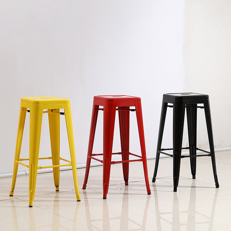 Industrial Stackable Backrest Counter Stool Iron Bar Stool with Pedal for Cafe