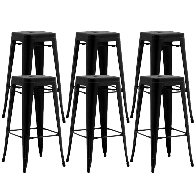Industrial Stackable Backrest Counter Stool Iron Bar Stool with Pedal for Cafe