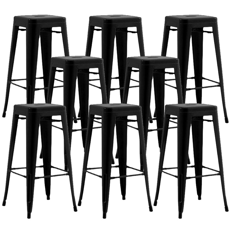 Industrial Stackable Backrest Counter Stool Iron Bar Stool with Pedal for Cafe