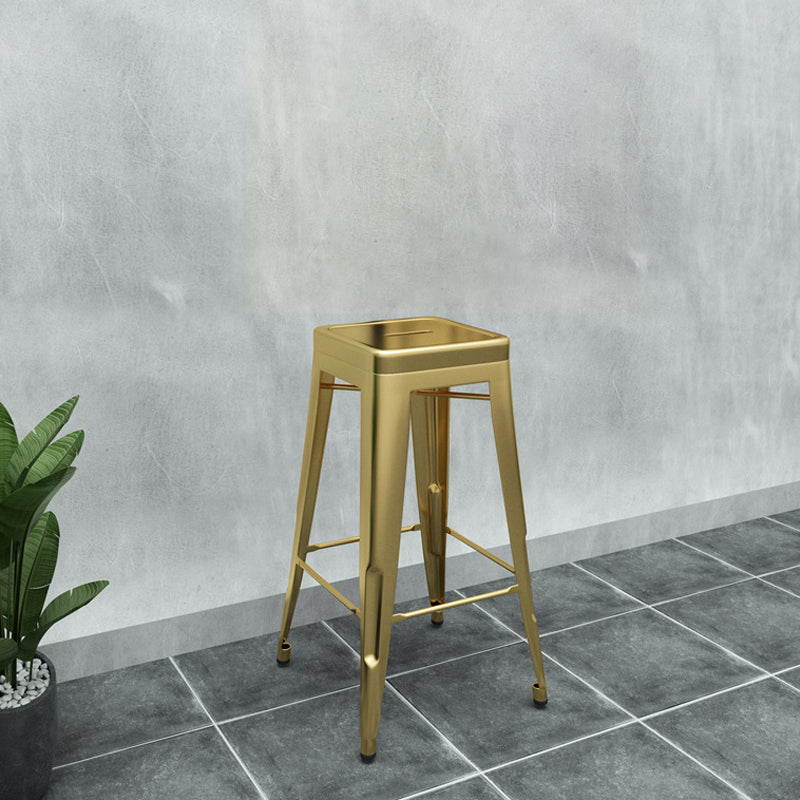 Industrial Stackable Backrest Counter Stool Iron Bar Stool with Pedal for Cafe