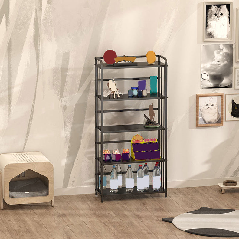 Contemporary Metal Bookshelf Black Etagere Shelf Bookcase for Study Room