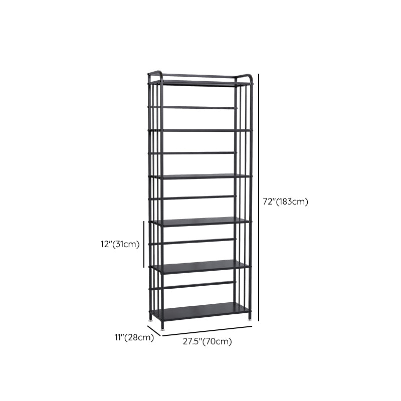 Contemporary Metal Bookshelf Black Etagere Shelf Bookcase for Study Room