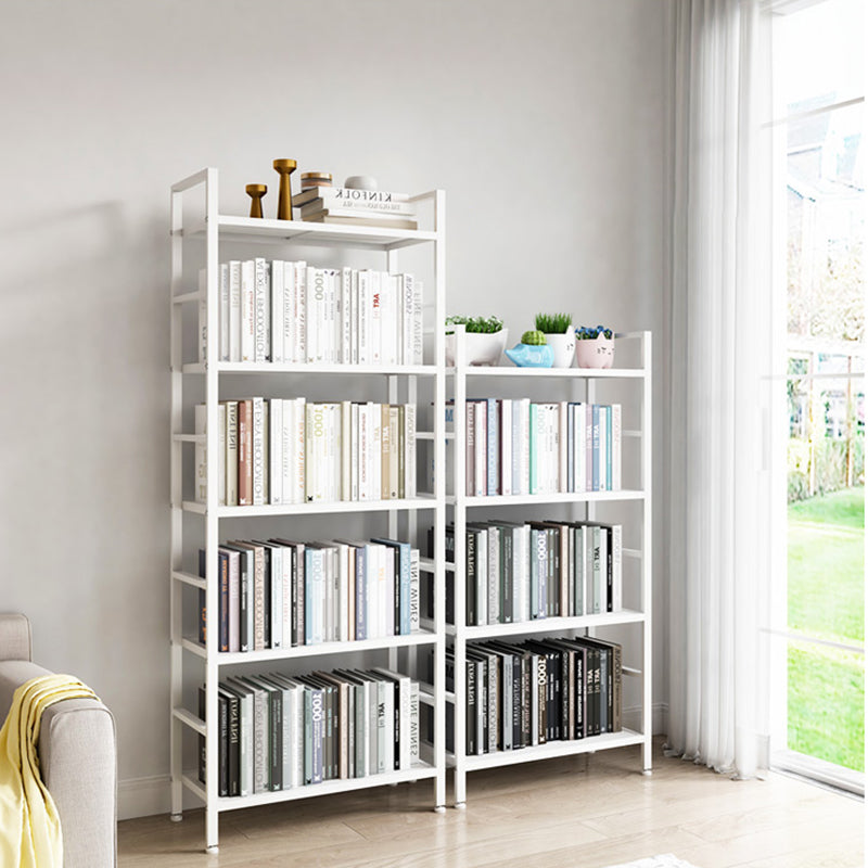 Modern White/Grey Metal Bookshelf Standard Vertical Open Shelf Bookcase
