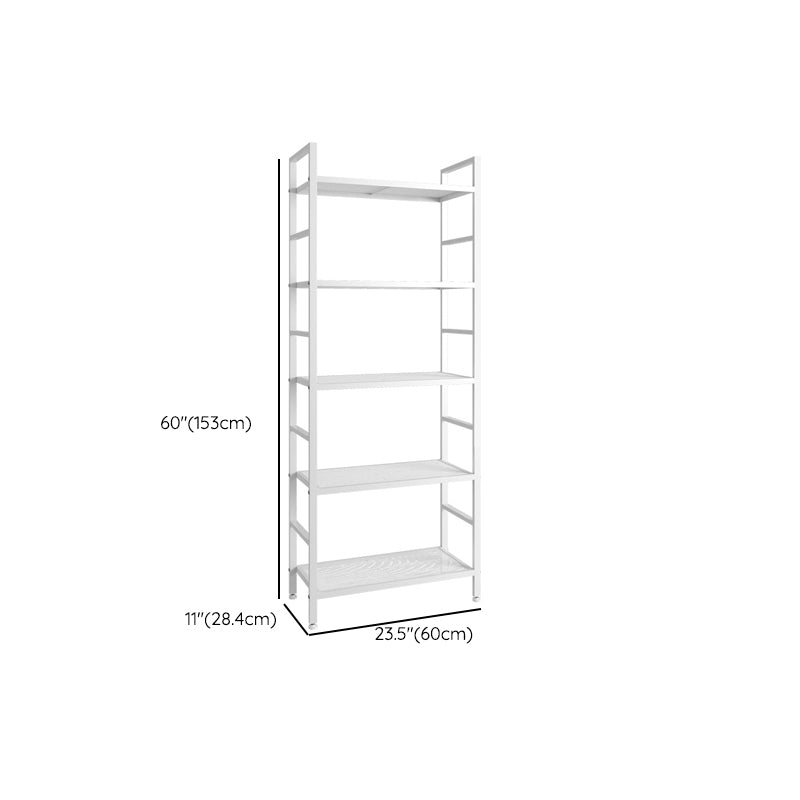 Modern White/Grey Metal Bookshelf Standard Vertical Open Shelf Bookcase