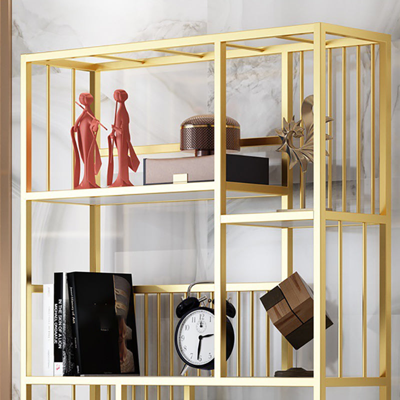 Metal and Wooden Shelf Bookcase Vertical Open Bookshelf with Shelves