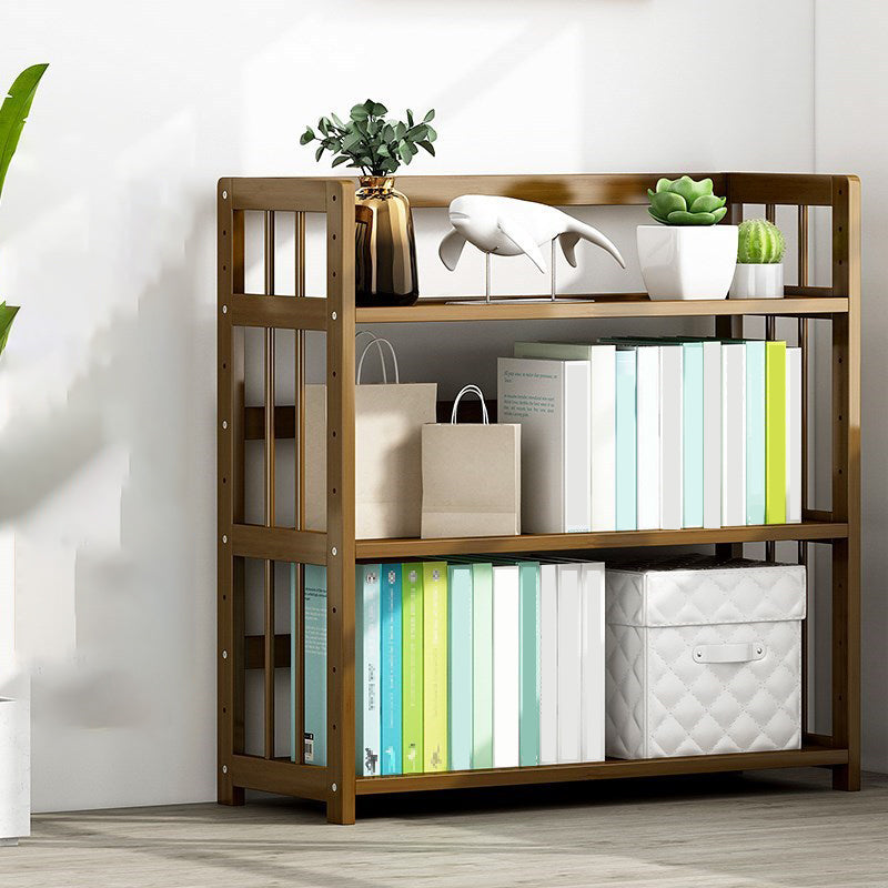 Standard Bamboo Shelf Bookcase Contemporary Brown Open Bookcase