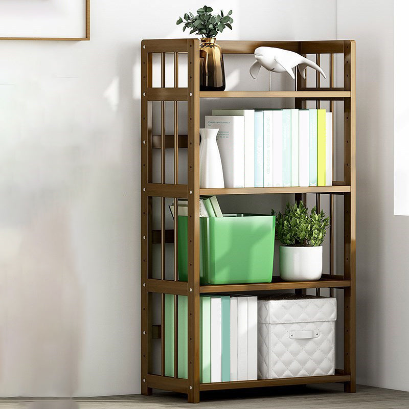 Standard Bamboo Shelf Bookcase Contemporary Brown Open Bookcase