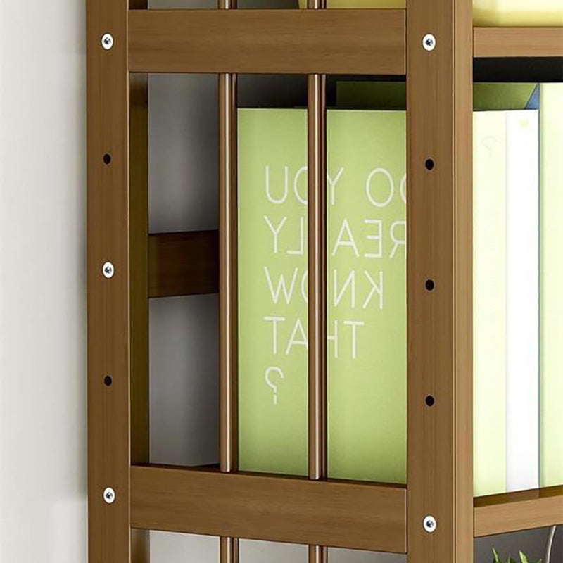 Standard Bamboo Shelf Bookcase Contemporary Brown Open Bookcase