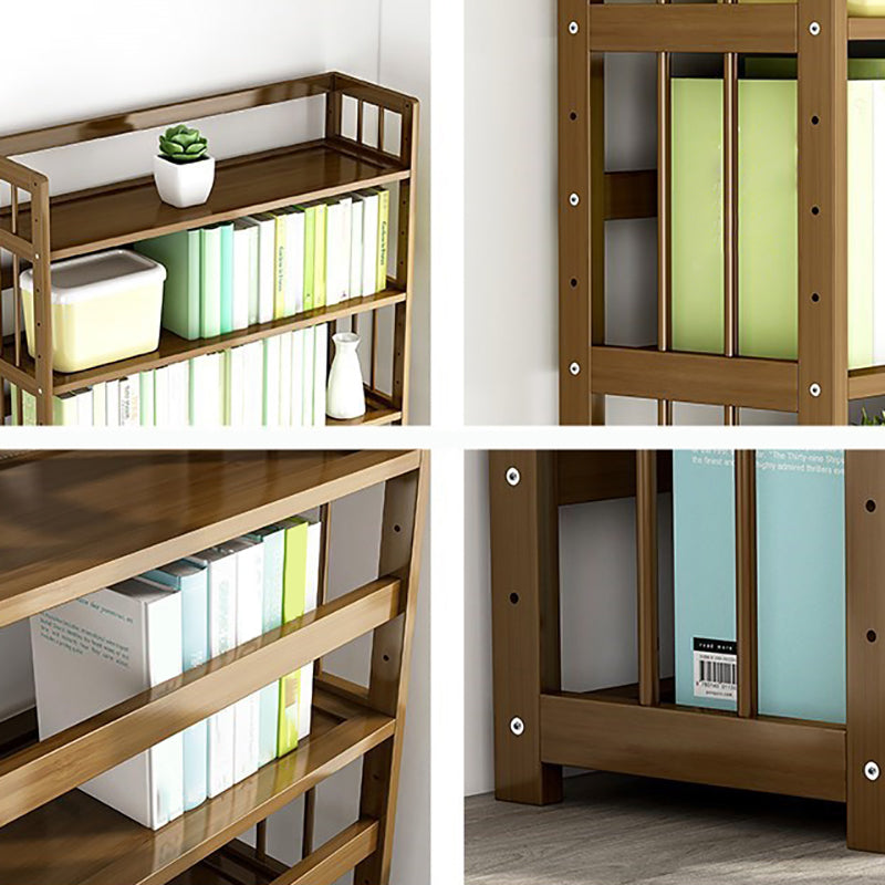 Standard Bamboo Shelf Bookcase Contemporary Brown Open Bookcase