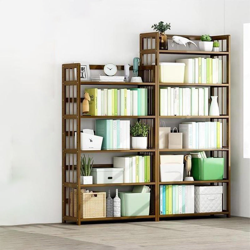 Standard Bamboo Shelf Bookcase Contemporary Brown Open Bookcase