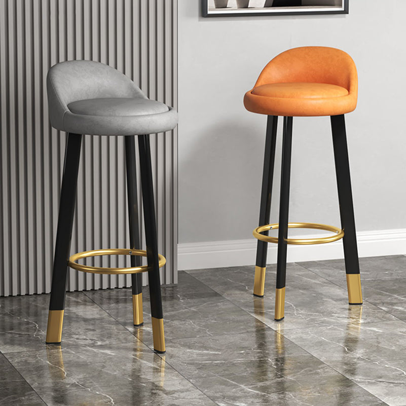 Contemporary Leather Counter Height Stools Bucket Bar Stool for Indoor