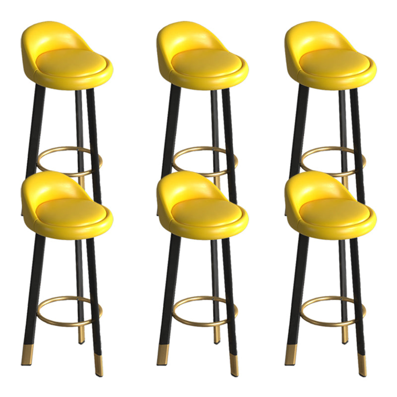 Contemporary Leather Counter Height Stools Bucket Bar Stool for Indoor