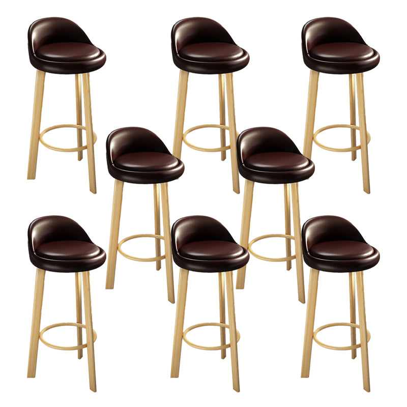 Contemporary Leather Counter Height Stools Bucket Bar Stool for Indoor