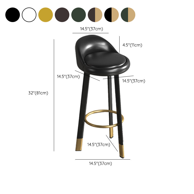 Contemporary Leather Counter Height Stools Bucket Bar Stool for Indoor