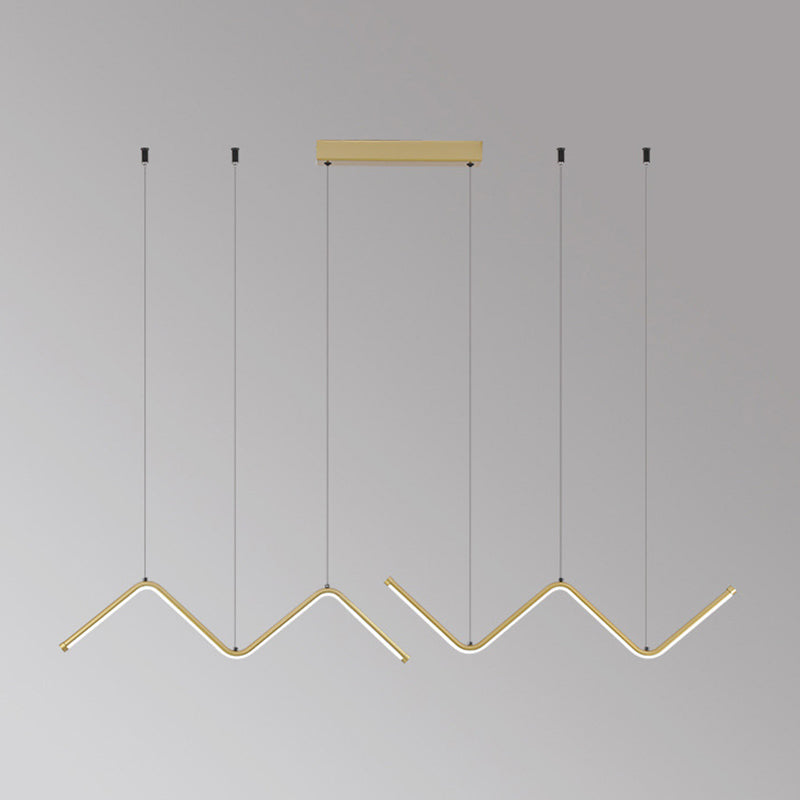 Linear Shape Chandelier Lighting Modern Style Metal 2 Lights Pendant Light in Gold/Black