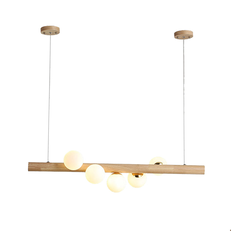 Contemporary Wood Kitchen Island Lighting Globe Shaded Ceiling Light for Room