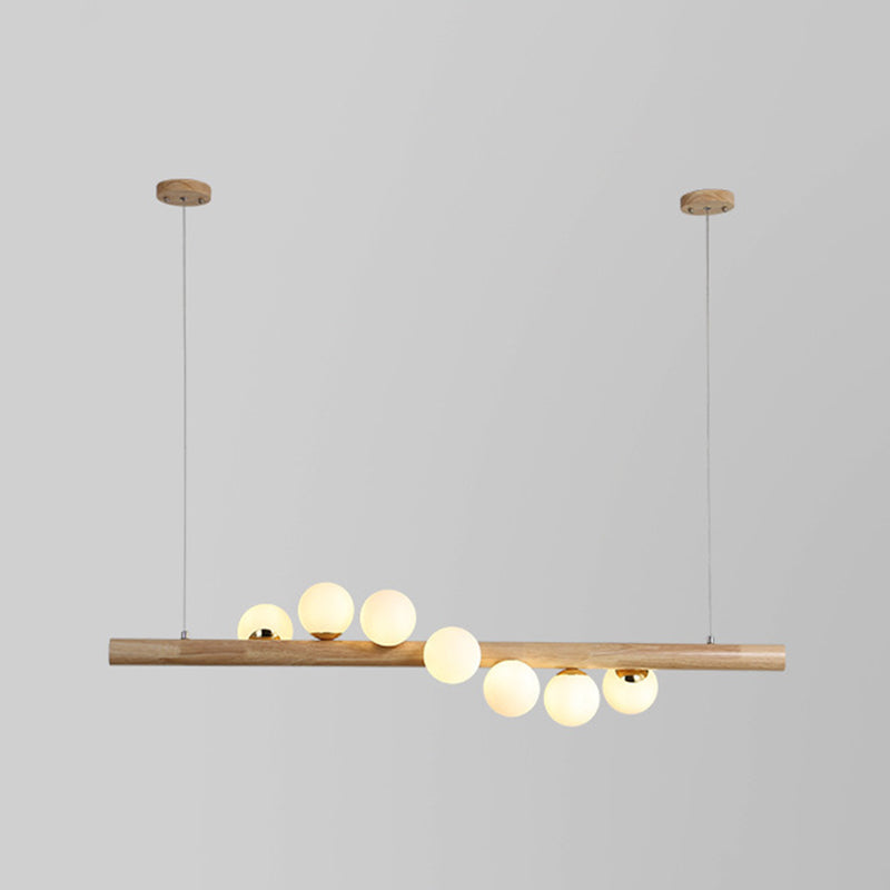 Contemporary Wood Kitchen Island Lighting Globe Shaded Ceiling Light for Room