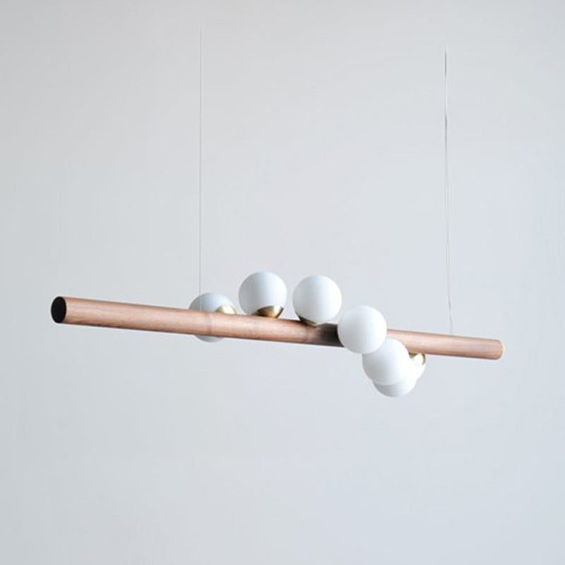Contemporary Wood Kitchen Island Lighting Globe Shaded Ceiling Light for Room