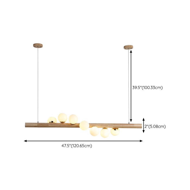 Contemporary Wood Kitchen Island Lighting Globe Shaded Ceiling Light for Room