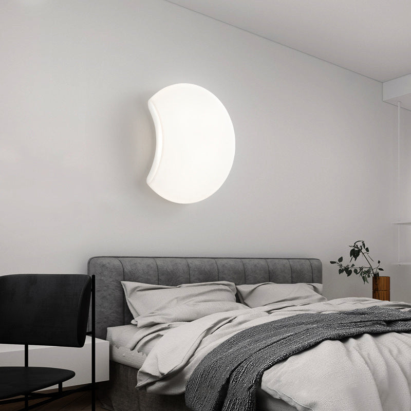 Modern Metal Wall Sconce Moon Shape Wall Light with Plastic Shade for Bedroom
