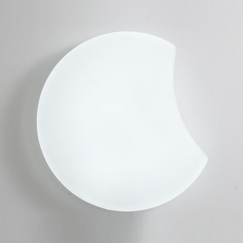 Modern Metal Wall Sconce Moon Shape Wall Light with Plastic Shade for Bedroom