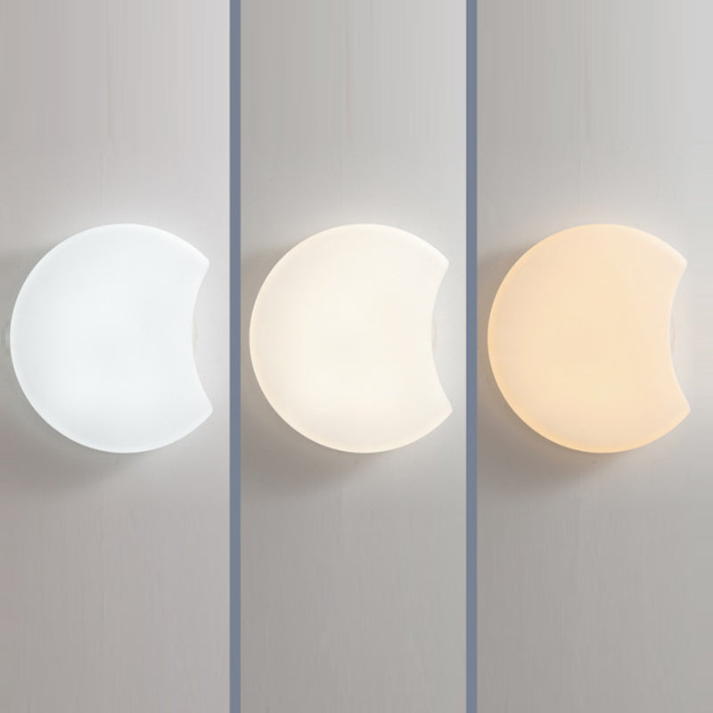 Modern Metal Wall Sconce Moon Shape Wall Light with Plastic Shade for Bedroom